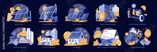Solar Power. Flat Vector Illustration