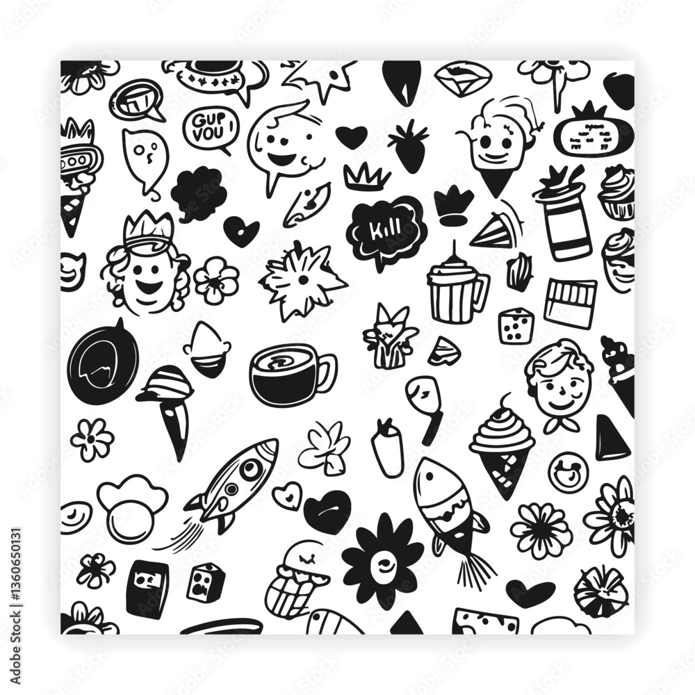 Fototapeta premium Hand drawn Creative Doodle Art Bundle Abstract Cute and Decorative Sketches Ai generator
