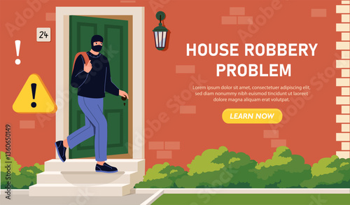 House robbery awareness concept. Vector illustration