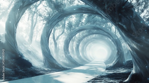 Mystical Forest Pathway Leading to Light
