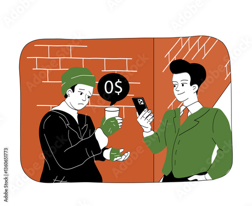 Digital payment refusal concept. Vector illustration