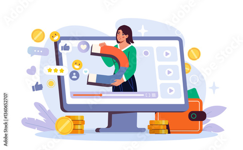 Digital marketing attraction concept. Vector illustration