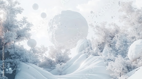 Serene Winter Landscape with Ethereal Elements