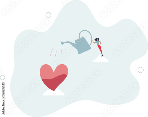 Work passion, motivation to success and win business competition, mindset or attitude to work in we love to do concept.flat character life .