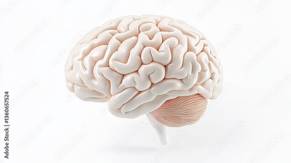 3D rendering of a human brain, showcasing intricate details and textures. 3D rendering of a human brain, showcasing intricate details and textures.