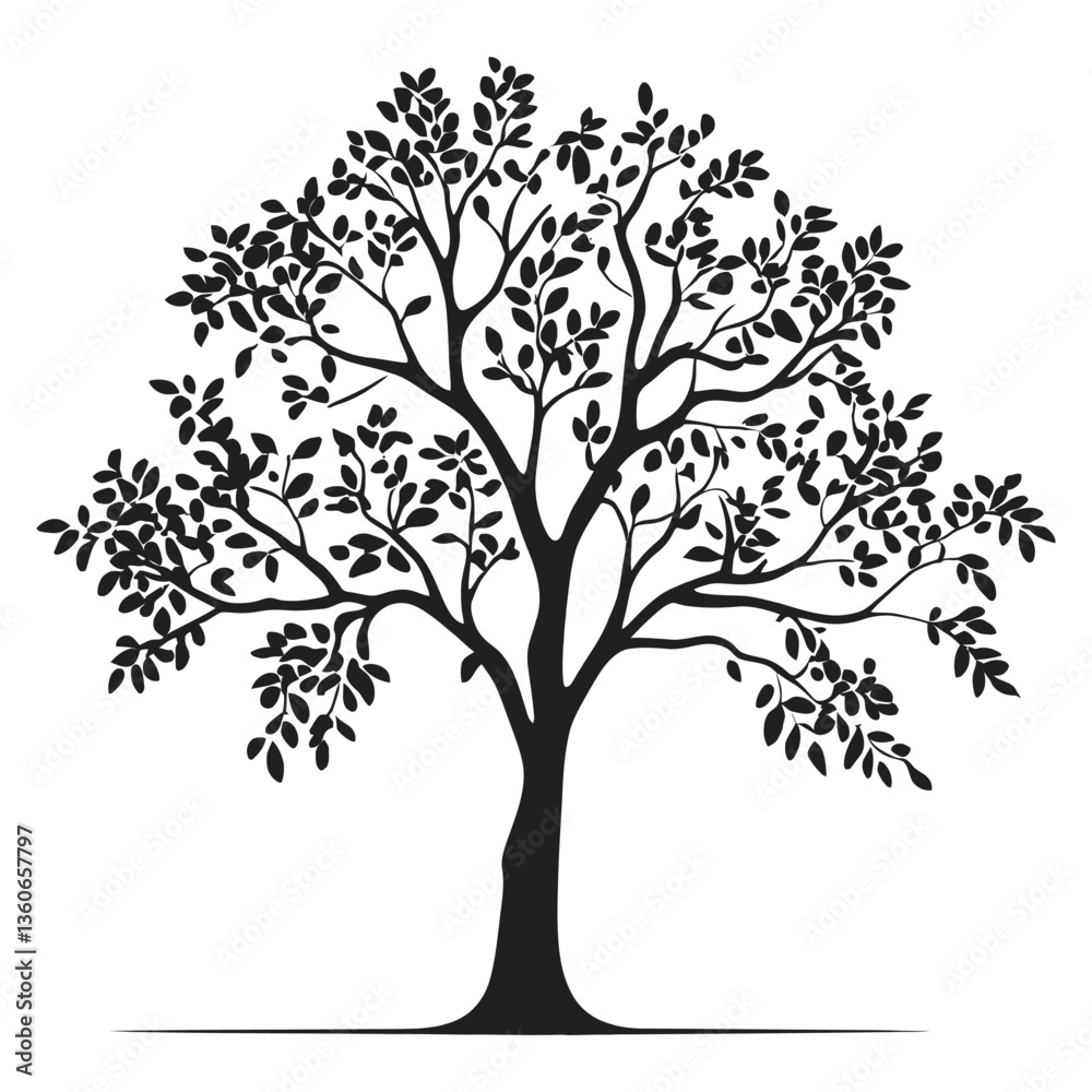 A sophisticated, stylized silhouette of an oak tree with detailed leaves and branches. A sophisticated, stylized silhouette of an oak tree with detailed leaves and branches.