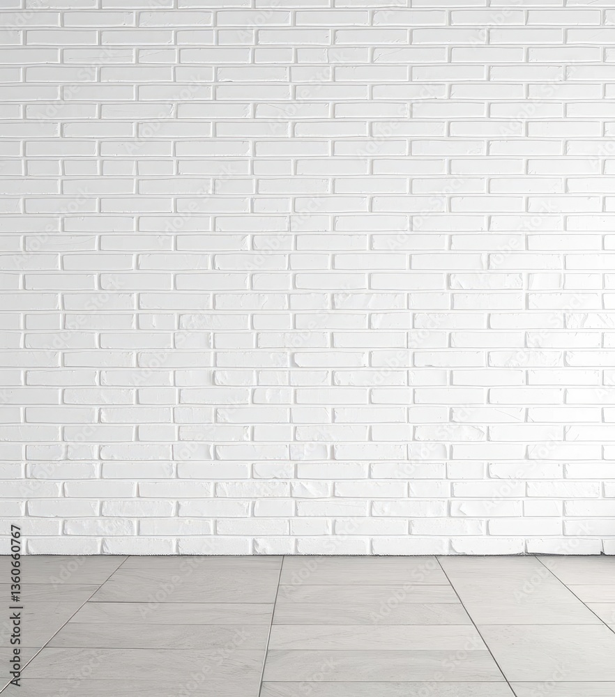 Fototapeta premium Clean white brick wall, subtly textured stone tile surface, wall, home, tile texture