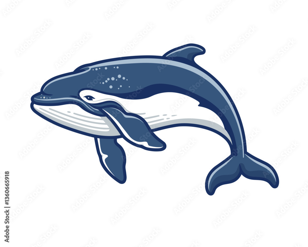 Fototapeta premium killer whale vector illustration on the theme of marine animals in a flat style