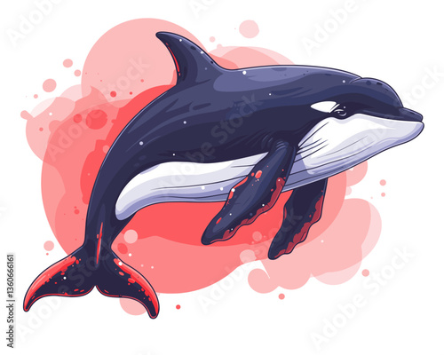 killer whale vector illustration on the theme of marine animals in a flat style