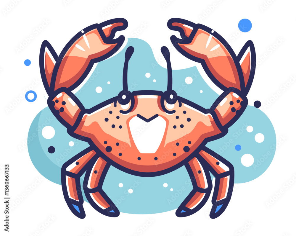 Obraz premium Crab vector illustration on the theme of marine animals in a flat style