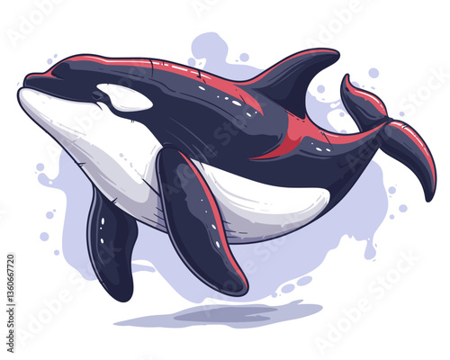 killer whale vector illustration on the theme of marine animals in a flat style