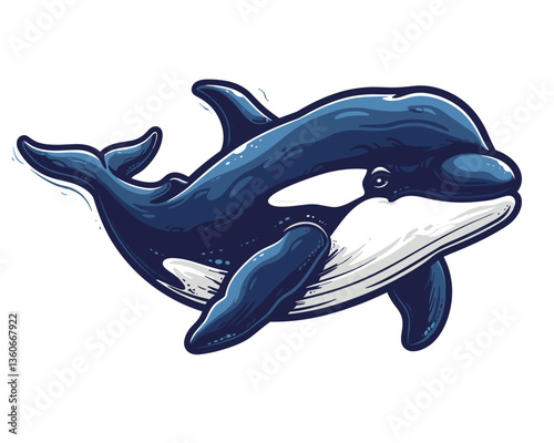 killer whale vector illustration on the theme of marine animals in a flat style
