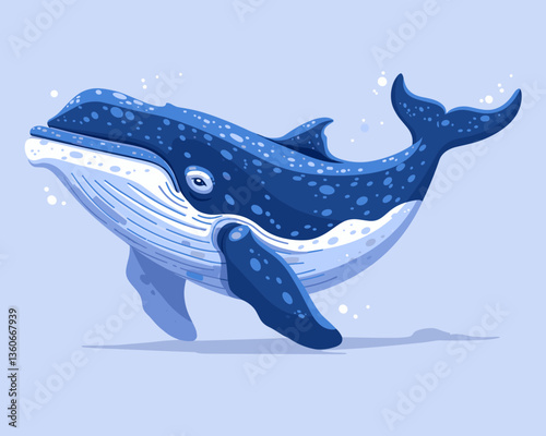 whale vector illustration on the theme of marine animals in a flat style