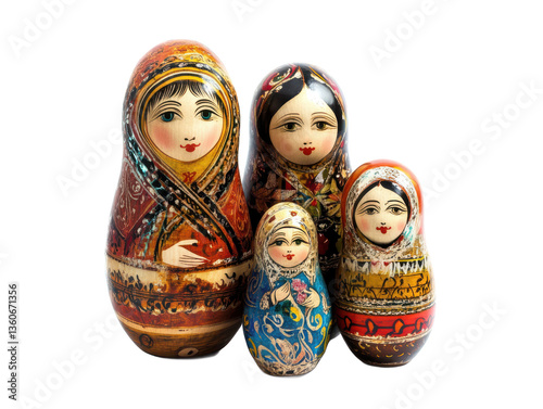 Authentic HandPainted Russian Nesting Dolls Matryoshka Family Set Traditional Folk Art