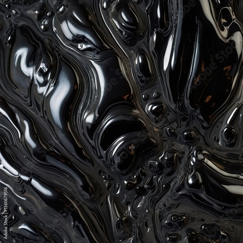 Volcanic Vitreous Obsidian Texture, Smooth, slightly vitreous surface of volcanic obsidian