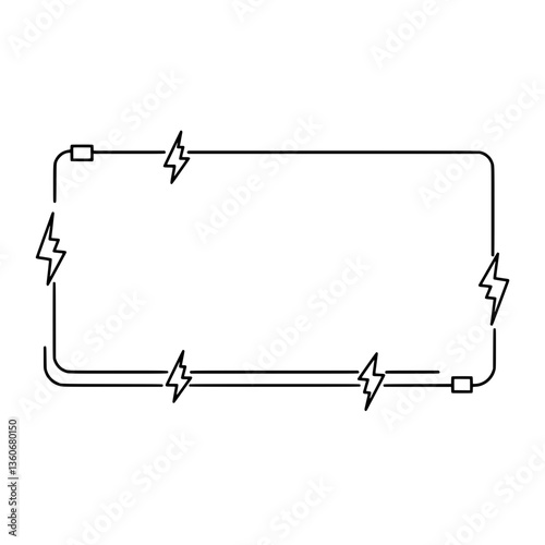 Energy Frame: A minimalistic illustration depicts a stylized rectangular frame adorned with electrical bolts, exuding a sense of power and technological innovation.