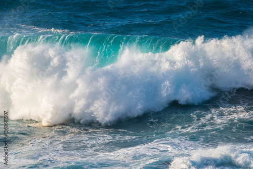 Big powerful storm waves in Porto Moniz, on the Madeira Atlantic coastline