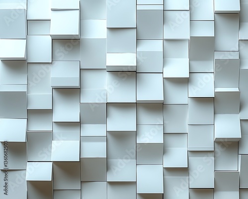 White three dimensional textured wall with protruding square blocks