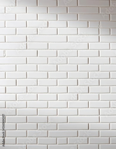 Clean white ceramic brick tiles in a classic subway pattern, glossy finish, white, construction, gloss