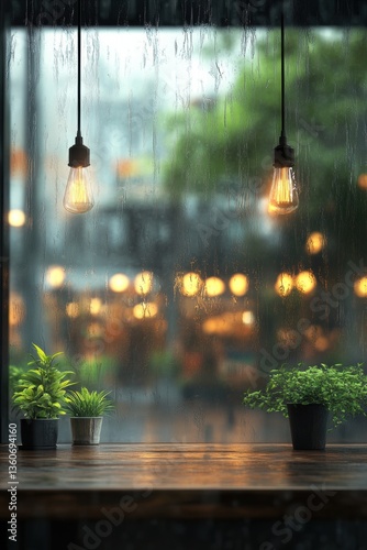 Obraz na płótnie Window view of rainy days w salonie