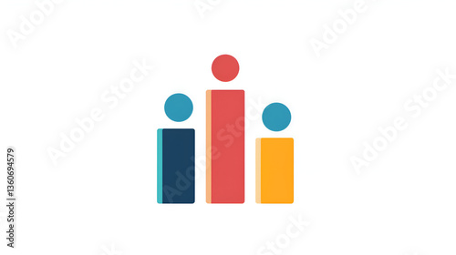 Modern Abstract Logo Design: Minimalistic Graphic Symbol Featuring Geometric Shapes and Colors for Community Representation, Collaboration, and Teamwork in Visual Identity and Branding