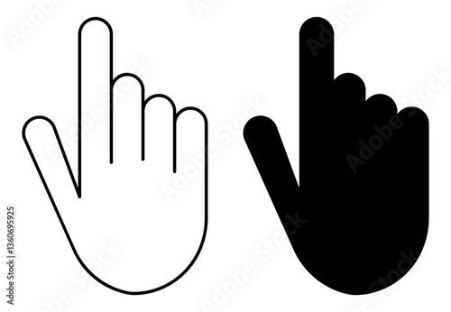 Computer mouse click cursor. Load symbol. Pointer cursor and loading icon. Cursors icons click set. Clicking cursor, pointing hand clicks icons.