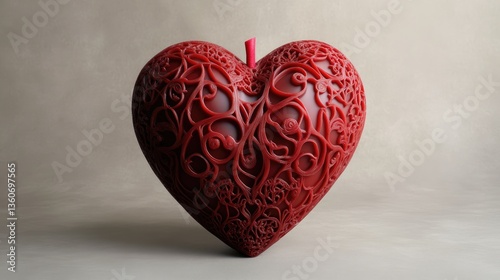 Intricate Red Heart Candle: A Symbol of Love and Passion