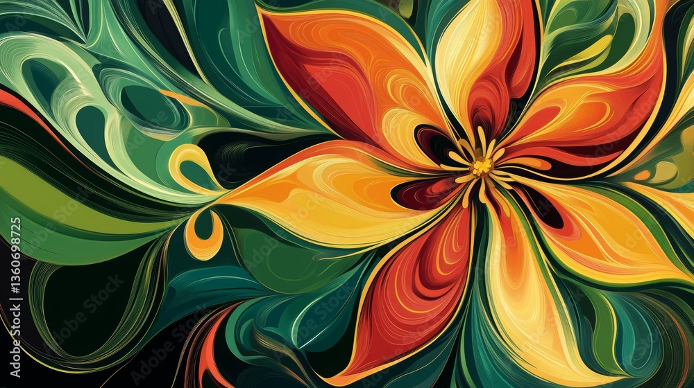Fototapeta premium An abstract floral design element in vector format.