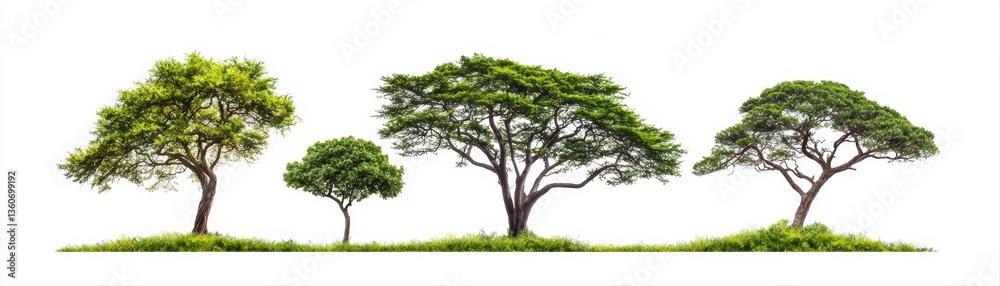 Fototapeta premium Diverse tree varieties on a scenic landscape edge