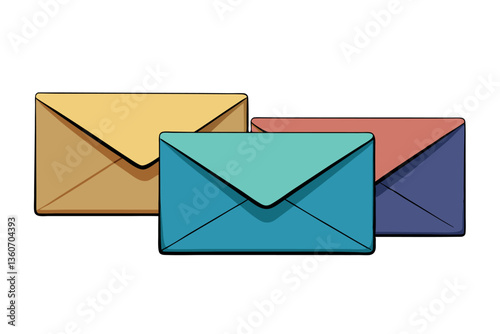Elegant and detailed rendering of two pristine light blue envelopes, ideal for communication, letters, or digital messages