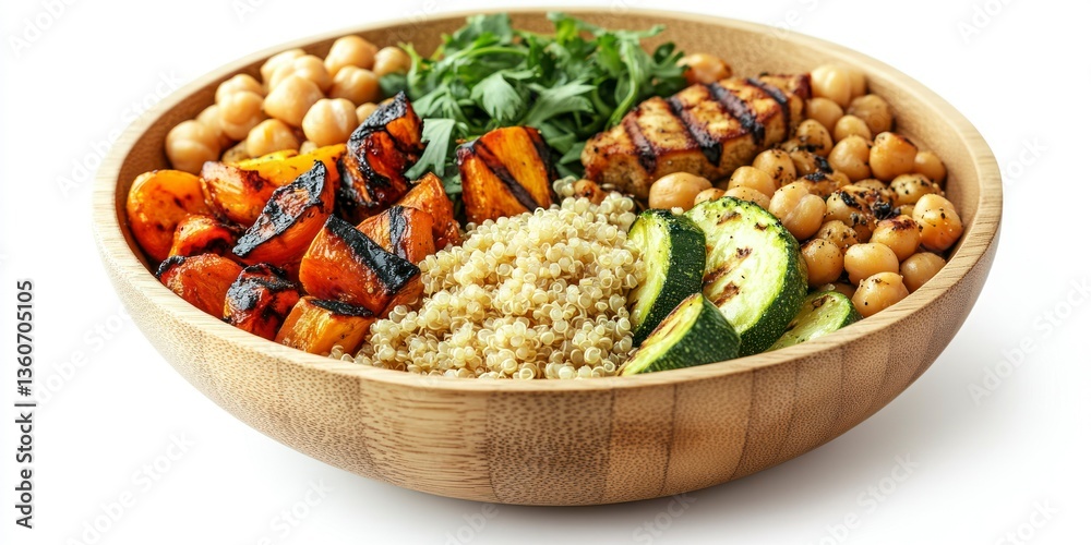 Healthy grain bowl with grilled vegetables and chickpeas Healthy grain bowl with grilled vegetables and chickpeas