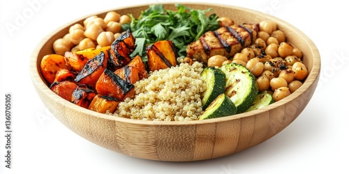Healthy grain bowl with grilled vegetables and chickpeas  