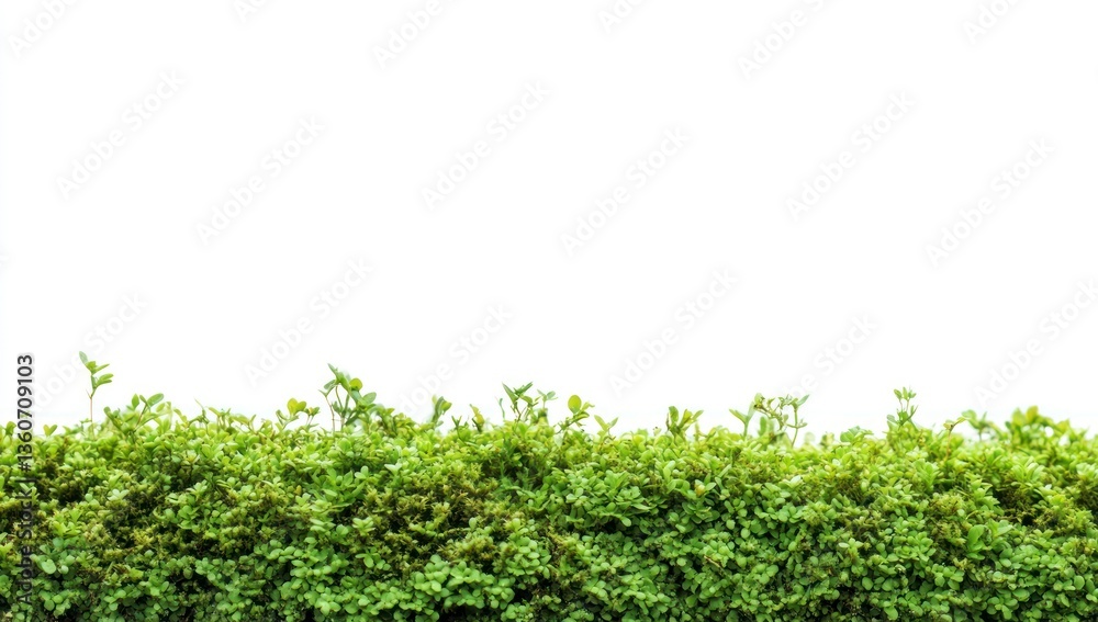 Obraz premium Green Bush Row on White Background Perfect for Product Placement Mockup