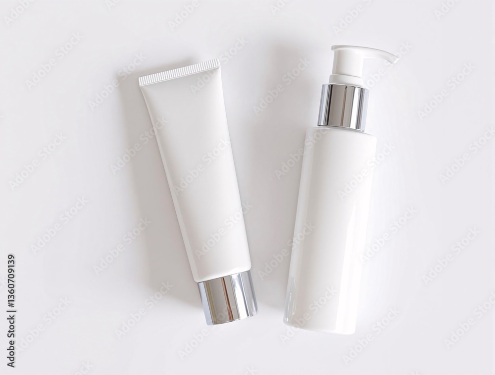 Minimalist Elegance: Modern Cosmetic Design in White and Metallic Minimalist Elegance: Modern Cosmetic Design in White and Metallic
