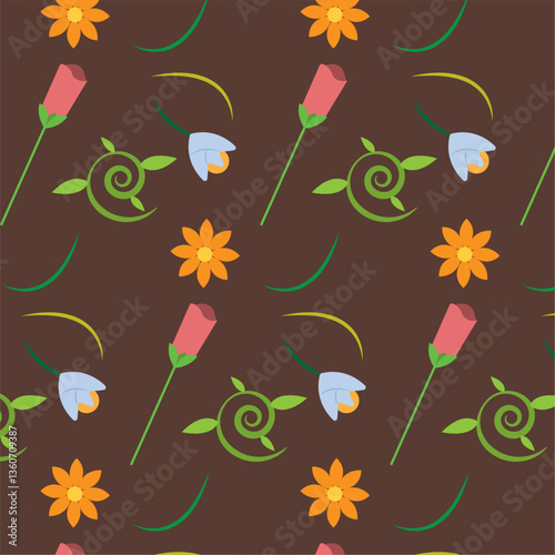 Colored floral seamless pattern background Vector