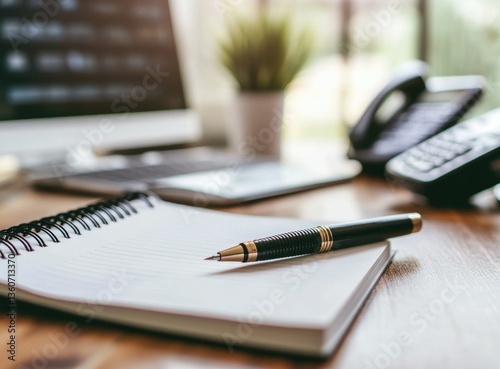 Wallpaper Mural Pen on Notepad with Laptop and Phone in Office Environment Torontodigital.ca