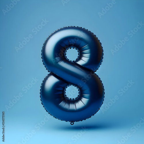 number 8 dark blue balloon isolated on blue background