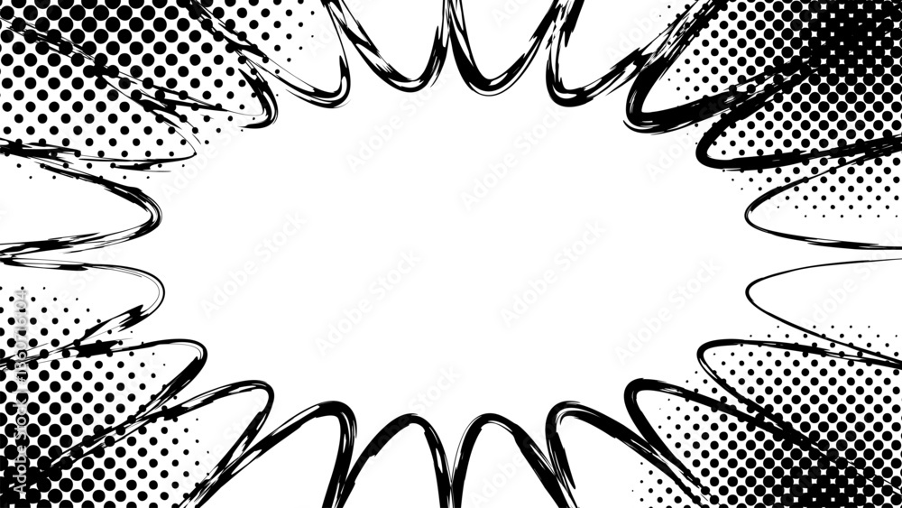 Naklejka premium Blank speech bubble comic book with halftone on white background