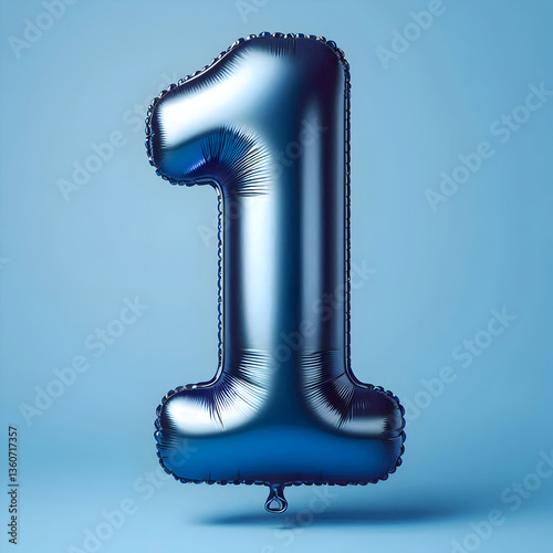 number 1 dark blue balloon isolated on blue background photo