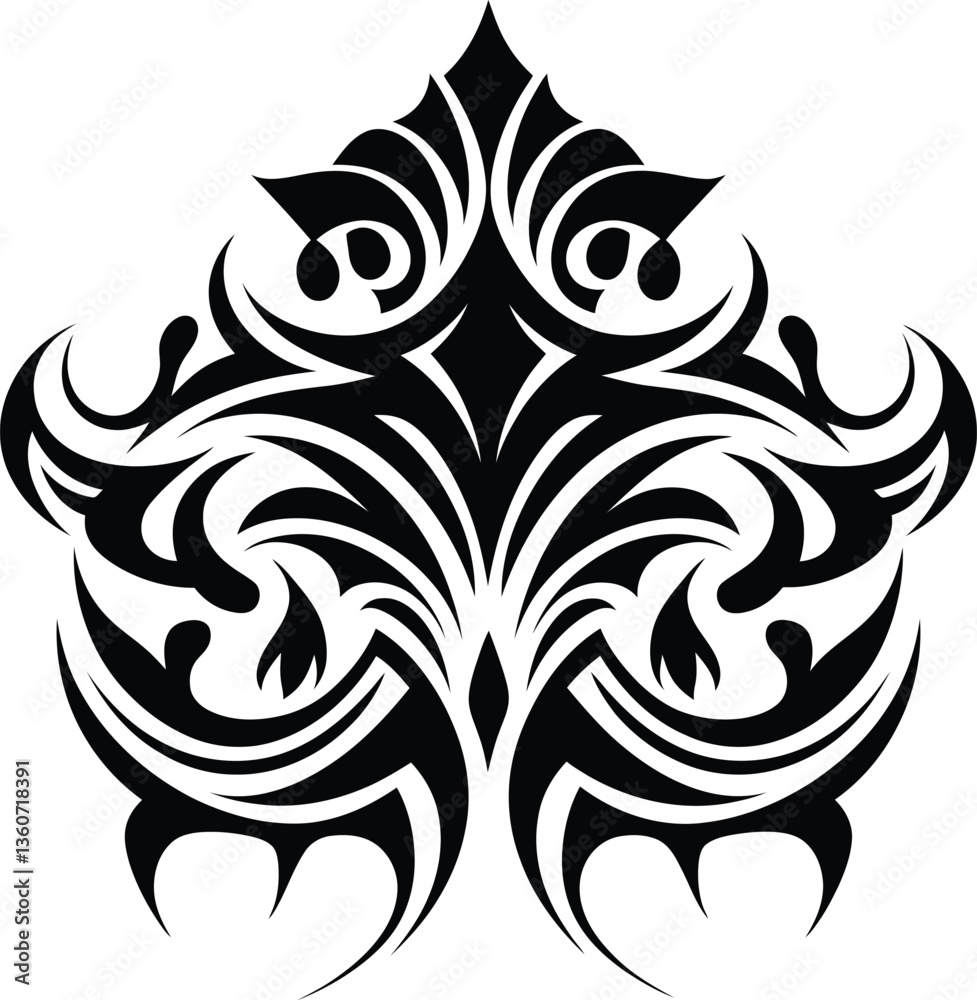 Black Ornamental Flourish - Vector Damask Design Black Ornamental Flourish - Vector Damask Design