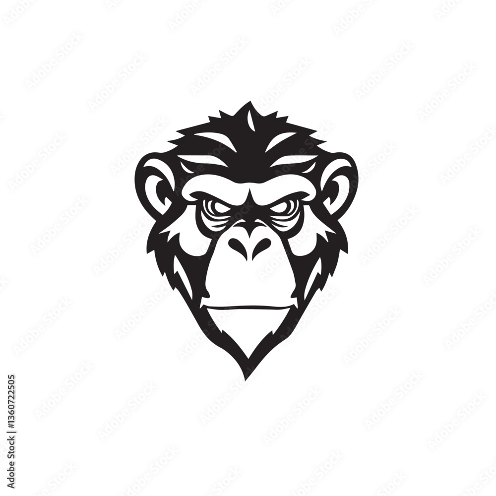 Fototapeta premium Monkey logo. Monkey Face Icon. Monkey head silhouette on white background. Vector Illustration.