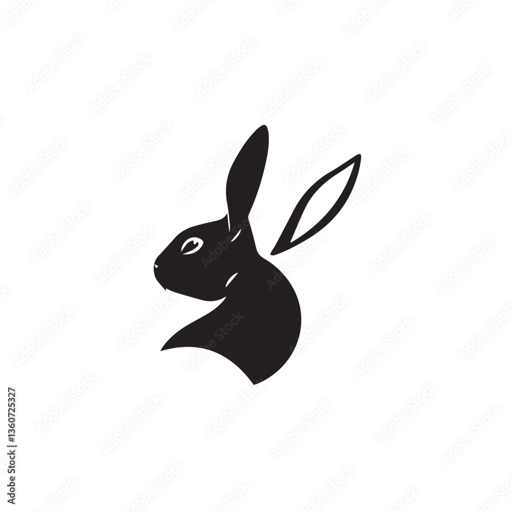 Obraz premium Rabbit head silhouette. Rabbit logo design. Rabbit vector illustration. 