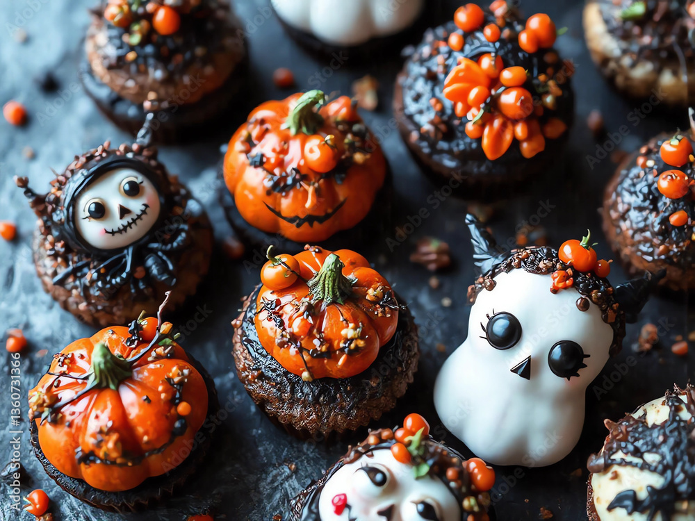 Fototapeta premium Halloween-Cupcakes: Gruselig-lecker