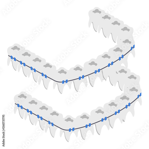 Braces or Teeth Aligners isometric concept, orthodontic cases vector icon design, Dentures symbol,Oral Healthcare sign, Dental instrument illustration