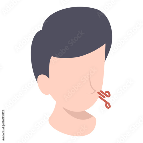 Halitosis isometric concept, unpleasant breath odour vector icon design, Dentures symbol,Oral Healthcare sign, Dental instrument illustration