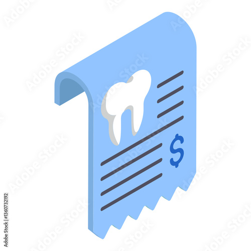 Dental Clinic Invoice isometric concept, receipt teeth treatment bill vector icon design, Dentures symbol,Oral Healthcare sign, Dental instrument illustration