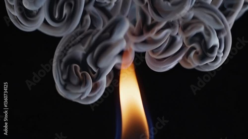 Dynamic flame to smoke transition against dark background