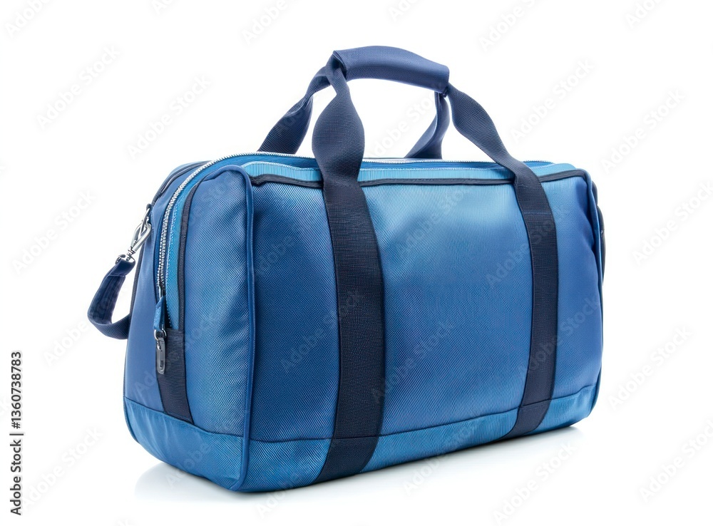 Fototapeta premium Blue Duffel Bag for Travel and Sport Isolated on White Background