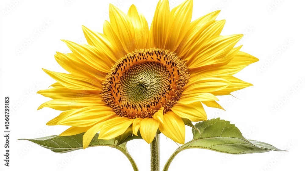 Fototapeta premium Bright Yellow Sunflower Bloom Isolated on White Background