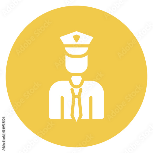 Filled Glyph Police Officer Circle Icon